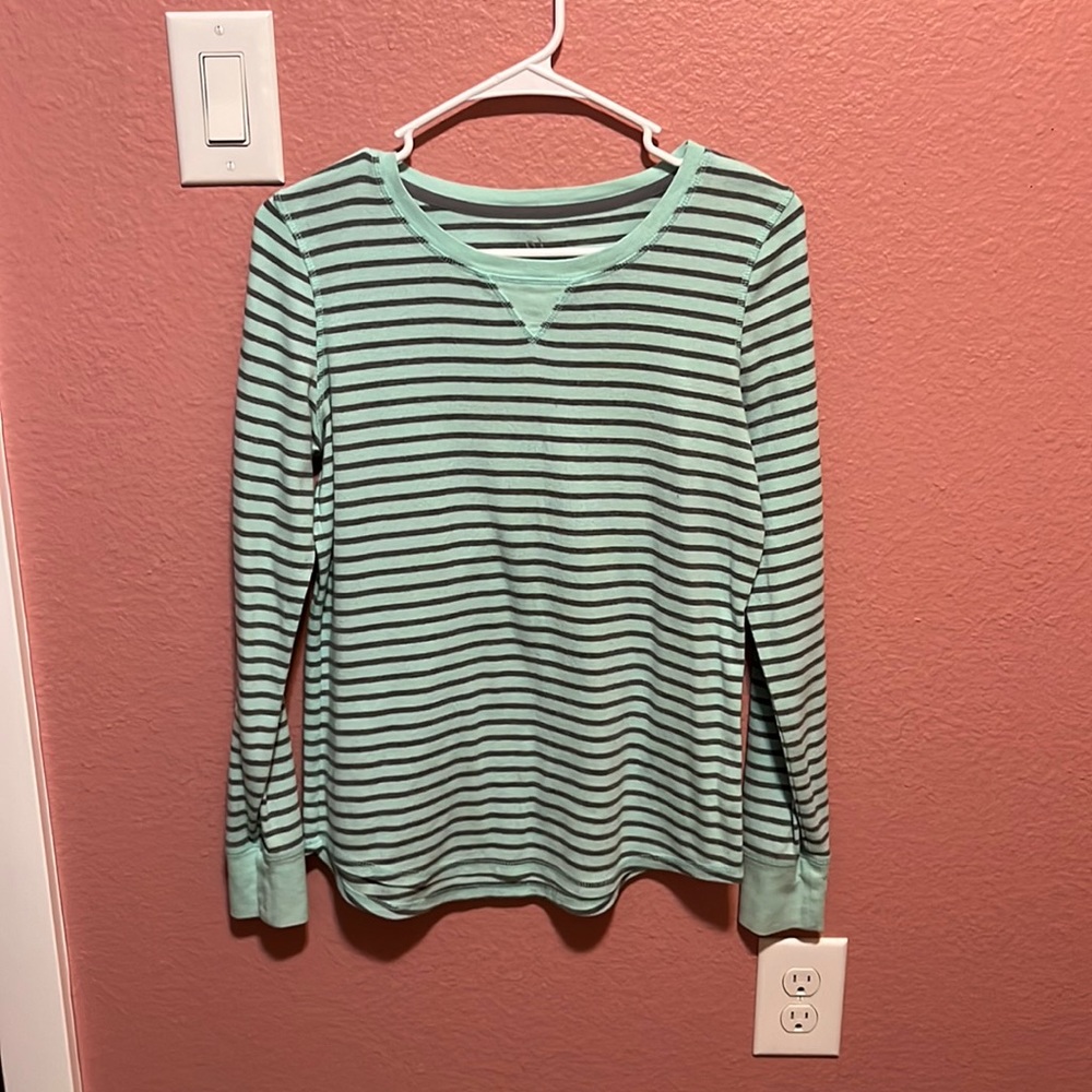 Teal with Gray Stripes Long Sleeve Shirt